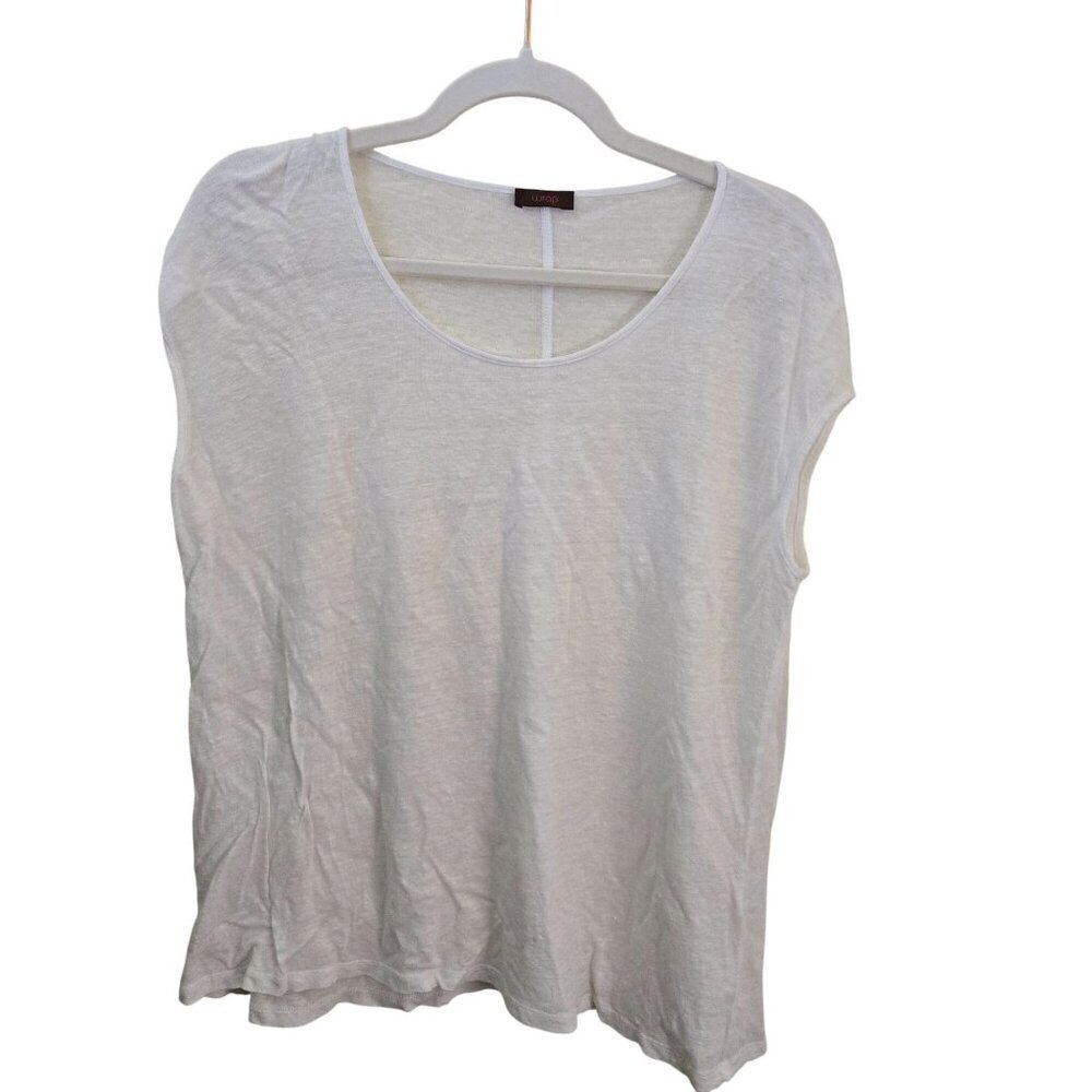 Wrap London White 100% Linen So Neck Sleeveless Lightweight Top Size L